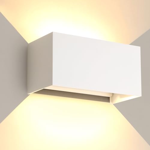 25 W LED aplique parede exterior interior IP65 impermeável apliques parede exterior candeeiro de parede alumínio moderno aplique branco 3000 k luz quente, ângulo de luz ajustável, fácil de instalar
