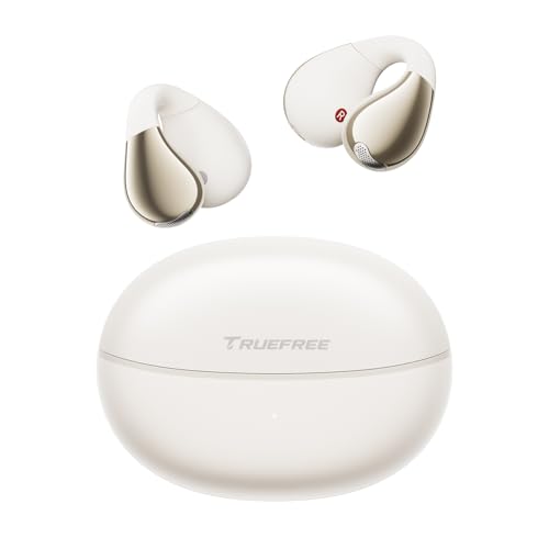 Truefree B1 Auriculares Inalámbricos de Clip, Diseño de Oído Abierto, Controlador Magnético Dual con Sonido Espacial, 25H de Reproducción, Conexión Multipunto, Personalización por App, Llamadas Claras
