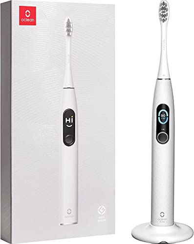 Oclean X Pro Elite Escova de dentes elétrica Sonic Mute 42.000 RPM, 4 modos de escova, 32 níveis de intensidade 35 dias de duração da bateria IPX7, impermeável 45 dBaixo nível de ruído cinzento