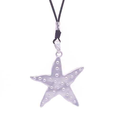 NILUXE DESIGN -Colgante Mujer Estrella Largo – Collar Plata Estrella Grande Antelina Ajustable Acabado envejecido – Estilo Bohemio – Talismán de la Suerte - Amuletos de Protección(Plateado mate)