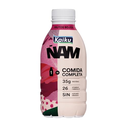 Kaiku - Ñam Frutos vermelhos, uma refeição completa numa garrafa, 35 g de proteína e 26 vitaminas e minerais, sem adição de açúcares e baixo em gordura, sabor frutas vermelhas - 500 ml