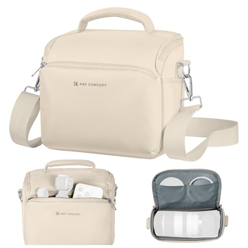 K&F Concept Bolsa capa câmara SLR impermeável pequeno estojo Crossbody para câmara de ombro com alça ajustável DSLR/SLR/Mirrorless Compact Photography Bags-Bege