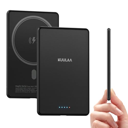 Kuulaa MagSafe PowerBank Ultra Slim 5000 mAh, PD 20 W carregador portátil de carregamento rápido, 6,9 mm mini bateria externa para iPhone 16 Pro Max/15 Pro/14/13/12 Series