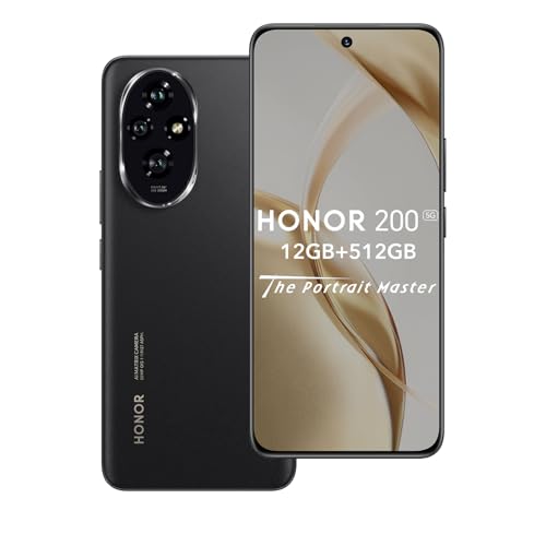 HONOR 200 5G Smartphone 12 GB 512 GB, 120Hz 6,7" AMOLED, Snapdragon 7 Gen 3, 5200 mAh bateria, câmara tripla 50 MP, Android 14, Dual Sim, NFC, (sem carregador) preto