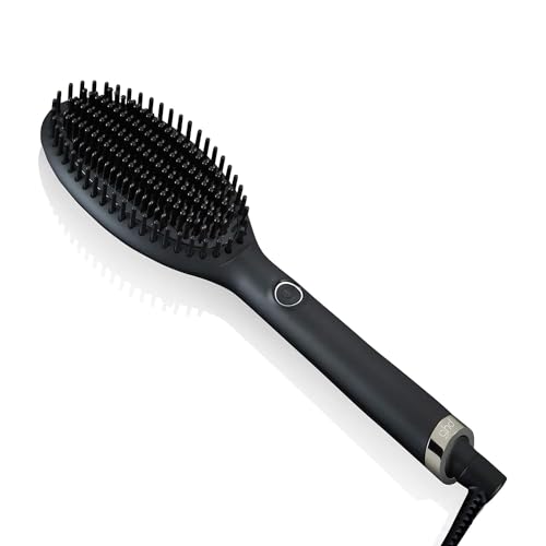 ghd glide - Escova de cabelo térmica para um acabamento liso natural sem esforço, suaviza e elimina o friso, palhetas cerâmicas, temperatura ideal de penteado 185ºC, tecnologia iónica, preto