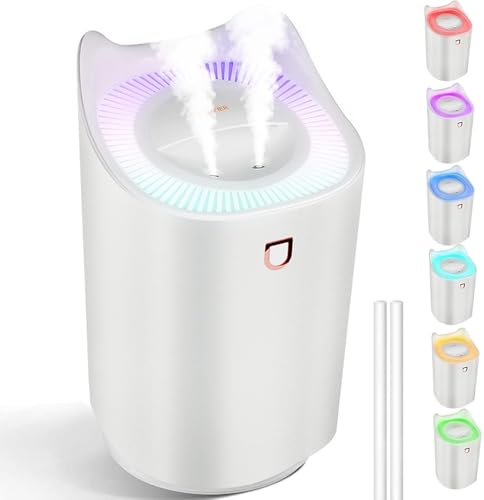 Kihhvlo Humidificador silencioso para bebés, 3 l 24 horas quarto a vapor humidificadores, 2 boquilhas e 3 modos para quarto de escritório (branco)