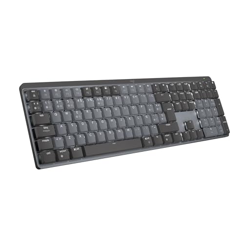Logitech MX Teclado mecânico sem fios iluminado performance, teclas retroiluminadas, Bluetooth, USB-C, macOS, Windows, Linux, iOS, Android, metal, US internacional QWERTY, cinzento
