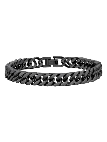 PROSTEEL Pulseira corrente cubana de aço inoxidável para homens mulheres, prateado dourado preto, pulseira de metal ligações 8 mm / 12 mm / 17 mm de largura, 19 cm / 21 cm / 23 cm de comprimento