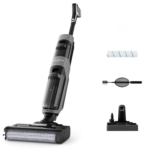 Rowenta X-Clean 4, esfregona elétrica sem cabo, 2 em 1 aspirador e esfregue ao mesmo tempo, 200 W, ecrã de controlo inteligente, ajuste automático de limpeza: Eco, automático e máx, cinzento, GZ5036WO