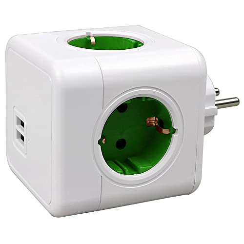 Cubo de ladrão tomadas tripla, 6 em 1, com 2 portas USB, tomada multi-parede com interruptor, carregador compatível com Phone, Pad, para casa escritório