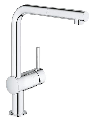 GROHE Minta QuickFix, torneira de cozinha (cano alto removível, forma em L e rotação de 360º, menor consumo de água, sistema de instalação rápida), crómio, 32168000