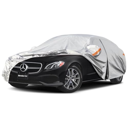 Kayme Capa de carro exterior, compatível com Mercedes Benz CLA (2013-2025), capa para carro impermeável, respirável, anti-UV, anti-poeira, 6 camadas, cobertura de carro com fecho de correr e forro de