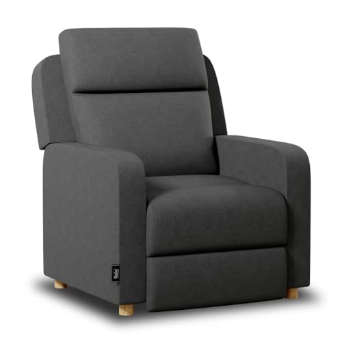 Nalui - Poltrona Relax Reclinável One Fabric (77 x 87 x 95 cm) com abertura manual e estrutura reforçada. Poltrona para sala de estar estofada em tecido com reclinação 160º cinzento marangugo