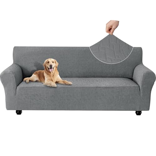 Ystyle Capa para sofá de 3 lugares, Couch Cover elásticas, capa para sofá anti-riscos gatos, forro para sofá antiderrapante, protetor de sofá antimanchas, lavável anti-cães, cinzento claro
