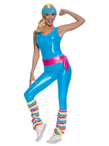 Rubies Disfarce Barbie desportista para mulher, Jumpsuit, aquecedores, cinto e bandana. Oficial Mattel, para o Natal, carnaval, Halloween, despedidas de solteira, festas, aniversários