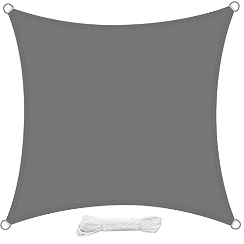 swift Toldo vela de sombra quadrado, 3 x 3 m, PES impermeável, proteção contra raios UV, para pátio exterior e jardim, cor cinzento
