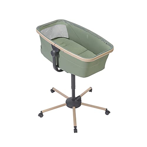 Maxi-Cosi Alba Capaço reclinável e ajustável em altura, convertível em cadeira alta, tecido 100% reciclado, 0 - 3 anos (15 kg), combinado com o kit de comida Maxi-Cosi Alba Baby, cor Beyond Green