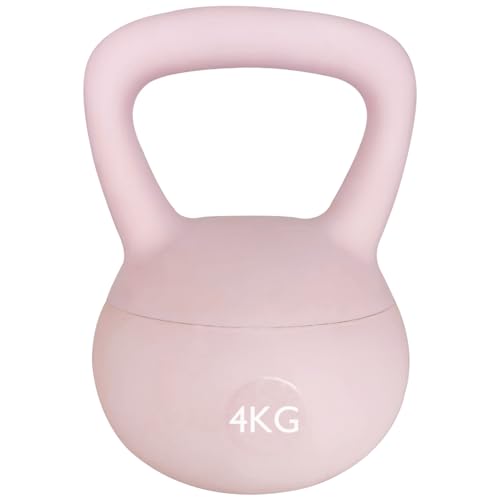 ZhaoCo Pesa russa 4 kg 6 kg 8 kg 10 kg, PVC Soft Kettlebell enchimento de areia de ferro, redonda para treino físico culturismo casa Fitness, cabo largo antiderrapante
