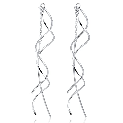 ASH'S CHOICE Brincos de mulher, brincos suspensos compridos e brilhantes, brincos de gota, hipoalergénicos, poste de prata 925, banhado a ouro 14K, presentes de joalharia