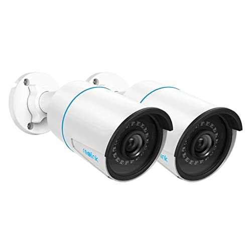 Reolink Câmara de vigilância exterior 5 MP PoE câmara IP de segurança, deteção de pessoas/veículos, visão noturna, barra de ranhura para cartão SD RLC-510A embalagem de 2 (versão atualizada de