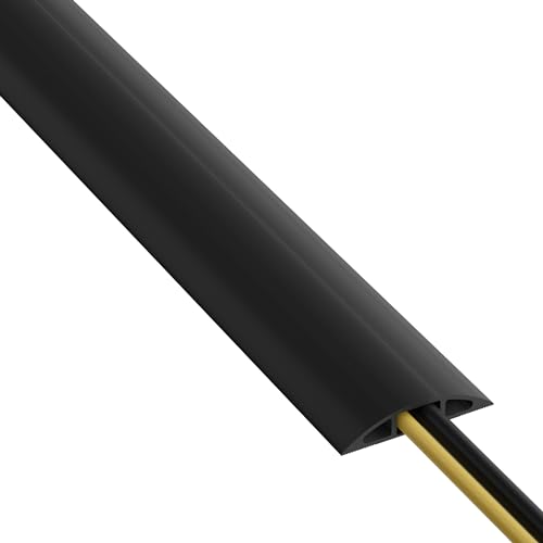 D-Line CC-1 Caleta de cabos para cavar, cavidade x 60 mm e 1,8 m em preto, protetor de cabos para chão para transporte leve de pessoas, 1,8 m