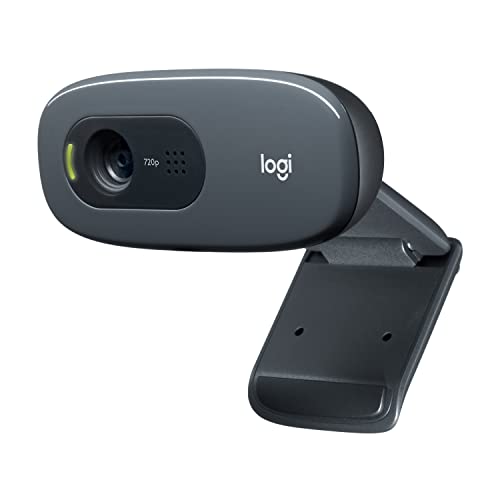 Logitech C270 Webcam Streaming HD, 720p/30fps, video-chamadas HD amplo campo visual, correção de iluminação, microfone redutor de ruído, para PC/Mac/Portátil/Tablet/Chromebook, preto