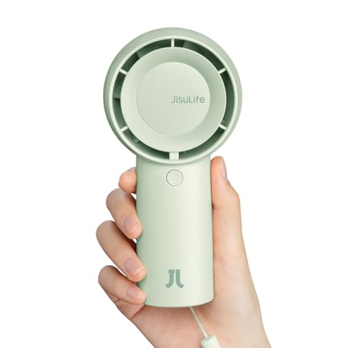 JISULIFE Turbo ventilador de mão [16H Max] mini ventilador de mão portátil, 4000 mAh USB recarregável ventilador pessoal, funciona com bateria pequena ventoinha de bolso com 5 velocidades - verde