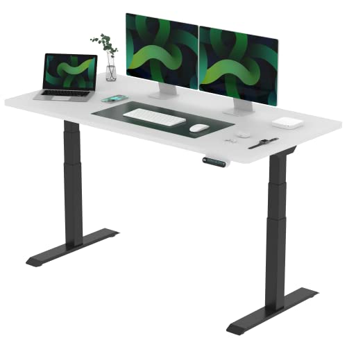 FLEXISPOT E6 Mesa Elevável Elétrica Premium com Tabuleiro Inteiro Certificado FSC (160 x 80)Standing Desk Mesa Elevável Ajustável em Altura com 4 Memória Inteligente para Escritório e Casa - Branco