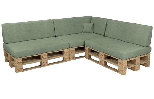 POKAR Conjunto de almofadas de 8 peças para europaleses: 3 assento 120 x 80 cm + 3 x encosto 120 x 40 cm + 1 x 60 x 40 cm, encosto (lateral) 1 x almofada decorativa 40 x 40 cm, para sofá de paletes,
