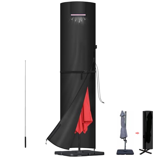 LAMUNI Capa para guarda-sol e jardim, capa para guarda-sol com haste, capa guarda-sol de praia exterior capa protetora para para-sol, capa impermeável para guarda-sol suspenso de Ø 3-5 m, 280 x 60/60