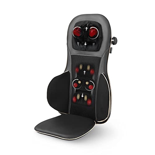 Medisana MC 825 Almofada de massagem Shiatsu para costas e pescoço, almofada de assento de massagem com acupressão, 3 intensidades, função de luz vermelha e calor.