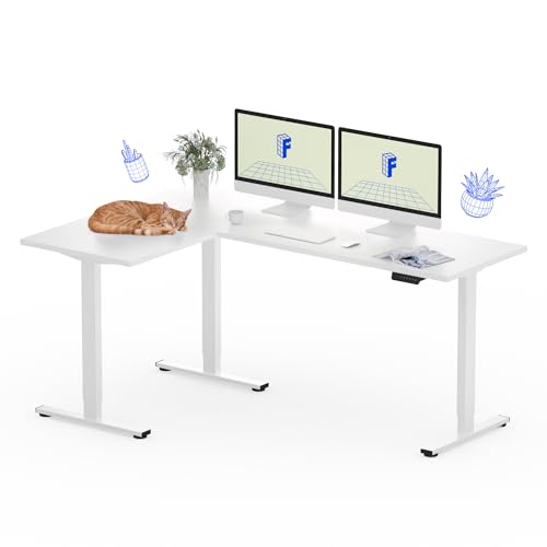 FLEXISPOT Mesa de canto em forma de L ajustável e regulável em altura elétrica com 3 patas, mesa de pé com 4 botões de memória (preto 180 * 120 cm)