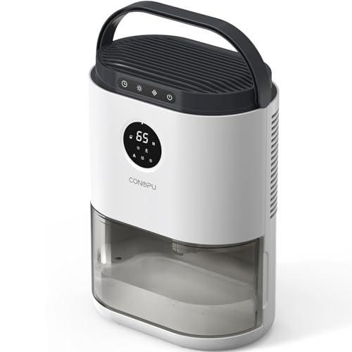 CONOPUPlus Deshumidificador 2300 ml, desumidificadores de humidade, sensor de ecrã, temporizador de 48 H, luzes de 7 cores, descongelação automática, modo de sono, desumidificador para quarto, casa de