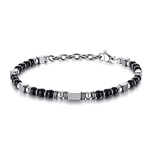 SIUMAL Pulseira de mulher, pulseira boémia de pedra natural em aço inoxidável para mulher, presente de aniversário, presente de Natal para mãe