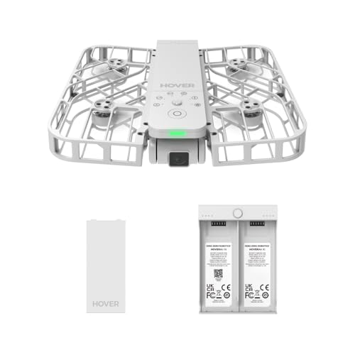 HOVERAir X1 drone com câmera, drone de bolso com vídeo HDR, descolagem da palma, caminhos inteligentes de voo, modo siga-me, mini drone com controlo mãos livres, branco (Combo)