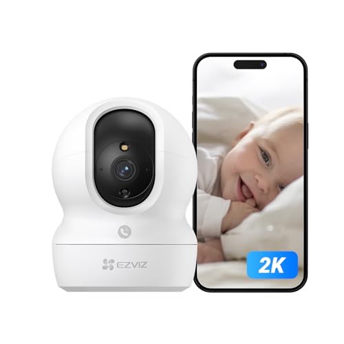 EZVIZ 2K Câmara de vigilância WiFi interior com rastreamento automático, câmara IP domicílio WiFi 360° para bebé com visão noturna cor, detecção humana, chamada bidirecional, suporta 512 GB, CP1 3 MP