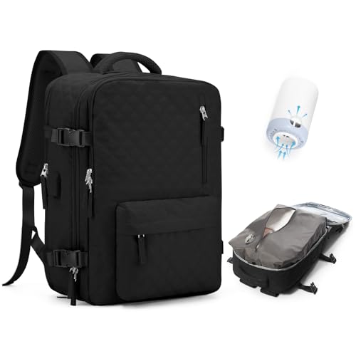 BJLFS Mochila viagem cabine avião 40 x 20 x 25 a vácuo bagagem de mão de grande capacidade com sistema de vácuo mochila de viagem portátil impermeável para homem e mulher com sistema de compressão