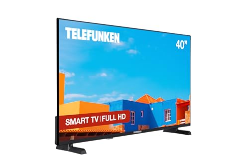Telefunken 40DTFV725 2025 Smart TV Full HD HDR 1920 x 1080, 40 polegadas, design sem molduras, áudio dourado