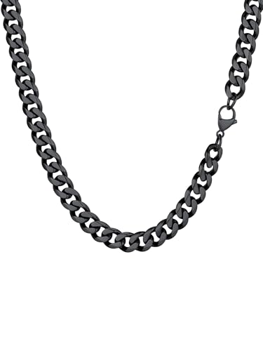 PROSTEEL Colar de corrente cubana 3 mm/6 mm/9 mm/12 mm de largura e 36 - 76 cm de comprimento opcional aço inoxidável banhado a 18 K/metal preto com caixa de presente