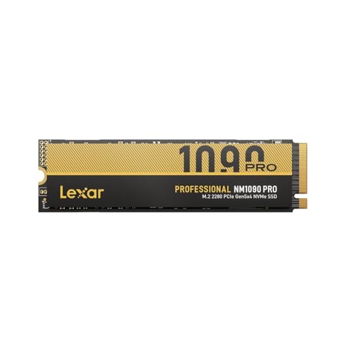 Lexar SSD NVMe PCIe 5.0 Gen5 4TB NM1090 Pro, 14,000 MB/s, design avançado de controlo térmico, SSD interno compatível com DirectStorage, portátil para jogos e criação de conteúdo