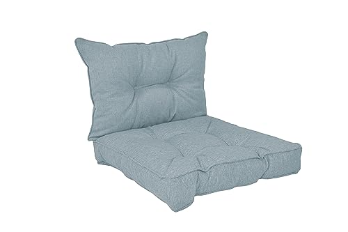 POKAR Almofadas Lounge exterior almofada assento móveis jardim almofada para cadeira, conjunto de 2: Almofada assento 60 x 60 x 10 cm encosto 60 x 40 x 10 cm, azul