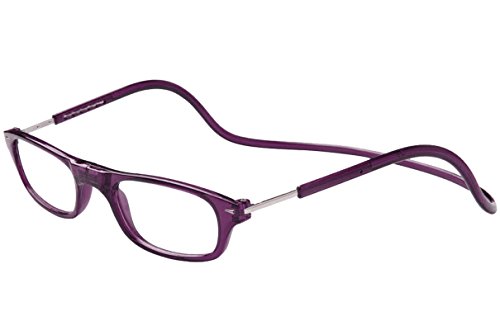 TBOC Óculos de leitura presbiopia vista cansada, armação roxa escura graduada +1,00 dioptrias homem mulher reguláveis estampadas magnéticas dobráveis lentes aumento ler ver perto pescoço fecho íman