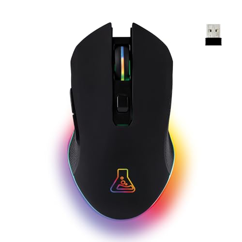 The G-Lab - Kult Helium - Rato Gaming - 800 a 6400 dpi sensor ótico, retroiluminação 7 cores, 6 botões - rato de jogo confortável e leve, PC/Mac/PS4/PS5 - Rato Gaming sem fios - preto