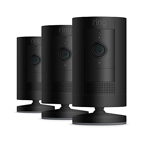 Ring Cámara exterior con batería (Stick Up Cam) | Cámara de vigilancia wifi HD para tu domicilio con comunicación bidireccional, instalación fácil | 30 días gratis de Ring Home | 3 Cámaras