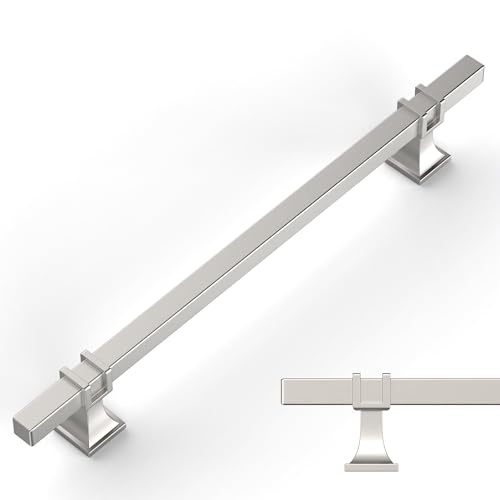 Amerdeco 10 peças puxadores cozinha 192 mm puxadores armários prata puxador porta puxadores gavetas de móveis UK0003