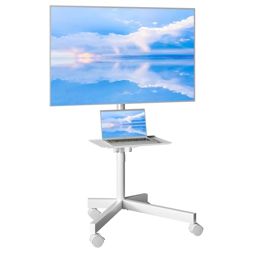 BONTEC Suporte TV rodas para TV de 23 a 60 polegadas de plasma/LCD/ LED, suporte TV com pé com prateleira para portátil, suporte para TV móvel com altura ajustável até 25 kg. Máx VESA 400 x 400 mm