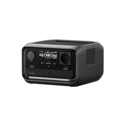 Estação de energia portátil EcoFlow RIVER 3 Plus, bateria LFP de 286 Wh, saída de 1200 W, autonomia >16 h para dispositivos <100 W, SAI em <10 ms, para acampamentos e caravanas com gerador solar