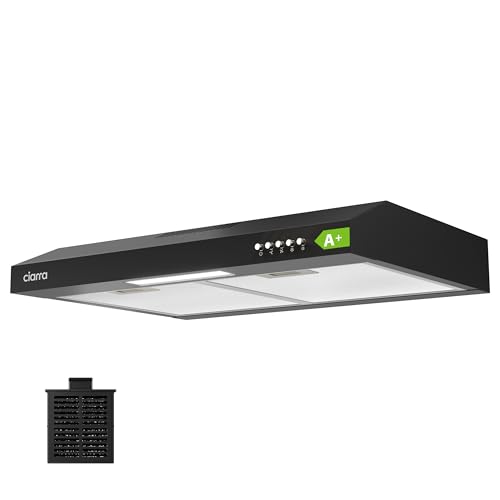 CIARRA CBCB6903D exaustor cozinha 60 cm classe A cozinha extra integrada para armário 3 níveis de potência com filtro de carbono preto