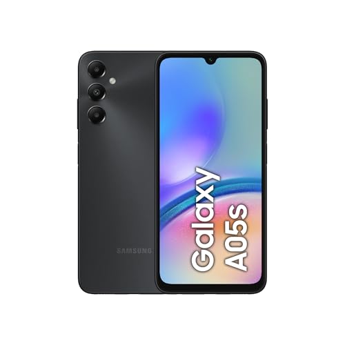 Samsung Galaxy A05s 128 GB Telemóvel, Android livre, smartphone com câmara frontal de 13 MP, carregamento rápido, preto, garantia do fabricante 3 anos + 1 ano extra