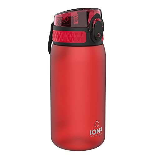 ION8 Botella de Agua para Niños, 350ml, a Prueba de Fugas, Fácil de Abrir, Cerradura Segura, Apta para Lavavajillas, Sin BPA, Asa de Transporte, Fácil de Limpiar, Neutro en Carbono